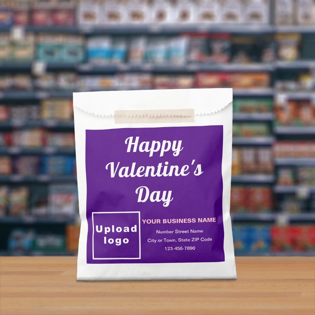 Purple Business Brand; Valentine; Paper Bag (Purple business brand with Valentine greeting on paper bag.)