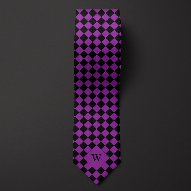 Purple Business Chequered Monogram Tie (Creator Uploaded)