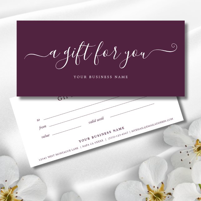 Purple Business Gift Certificate Elegant Simple (Purple Plum Gift Certificate)