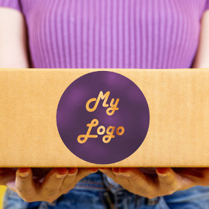 Purple business logo classic round sticker
