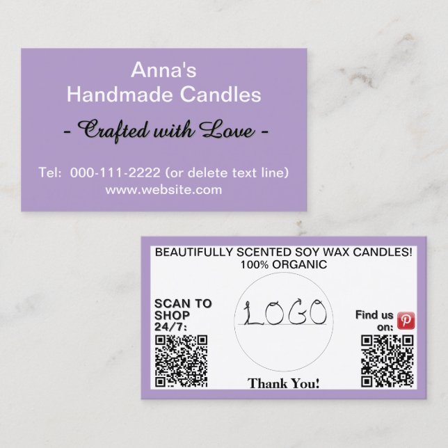 Purple Business QR Codes Logo 3.5 x 2.0 Business Card (Front/Back)