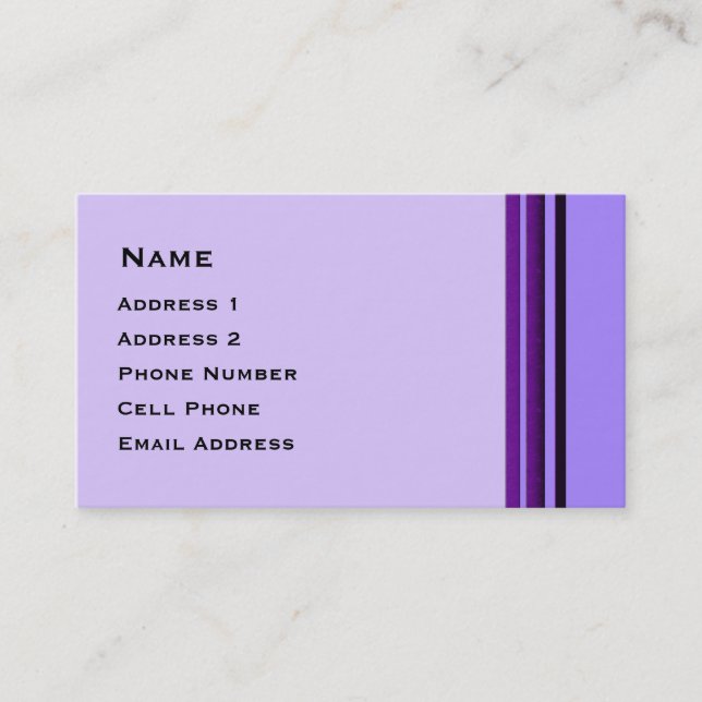 Purple Business Stripes Business Card (Front)