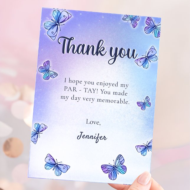 Purple Butteflies Eras Birthday Thank You Card (Creator Uploaded)