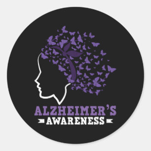 Purple Butterflies Alzheimer'S Awareness Purple Classic Round Sticker