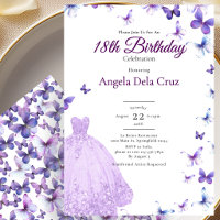 Purple Butterflies And Dress 18th Birthday Debut