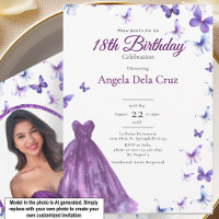 Purple Butterflies And Dress 18th Birthday Debut