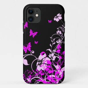 Purple Butterflies and Flowers Case-Mate iPhone Case