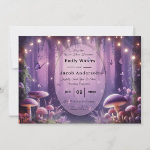 Purple Butterflies and Starlit Skies Wedding Invitation