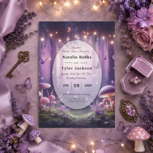 Purple Butterflies and Starlit Skies Wedding Invitation