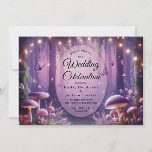 Purple Butterflies and Starlit Skies Wedding Invitation