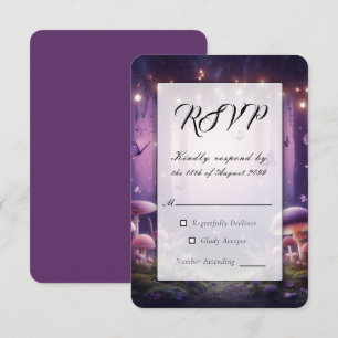 Purple Butterflies and Starlit Skies Wedding RSVP Card
