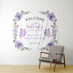 Purple Butterflies Baby Shower Tapestry