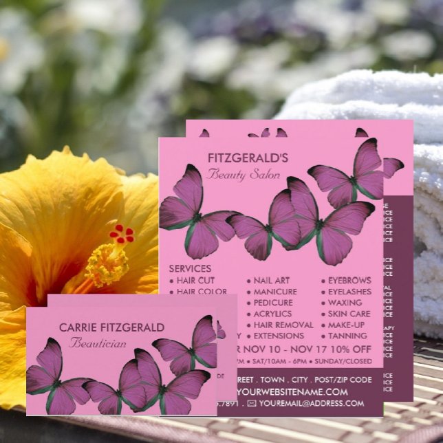 Purple Butterflies, Beautician, Beauty Salon Flyer (Creator Uploaded)