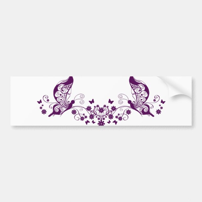 Purple Butterflies Bumper Sticker (Front)