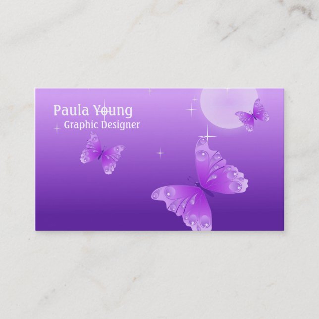 Purple Butterflies Business Card (Front)