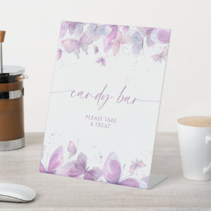 Purple Butterflies Candy Bar Pedestal Sign