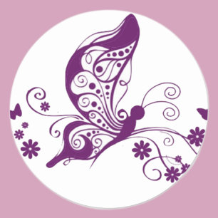 Purple Butterflies Classic Round Sticker