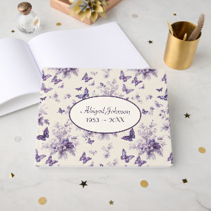 Purple Butterflies French Country Toile Fleurie Guest Book