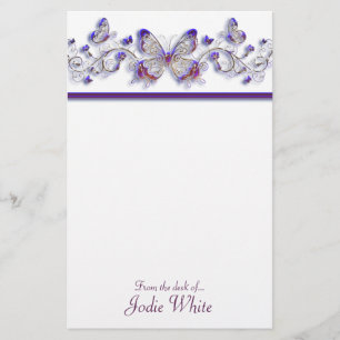 Purple Butterflies - From the desk of.. Stationery