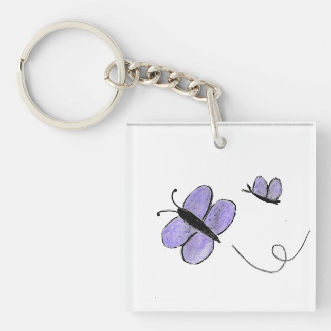 Purple Butterflies  Key Ring (Front)