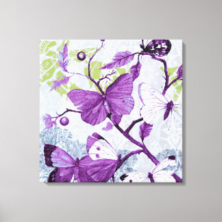 Purple Butterflies on a Branch Canvas Print