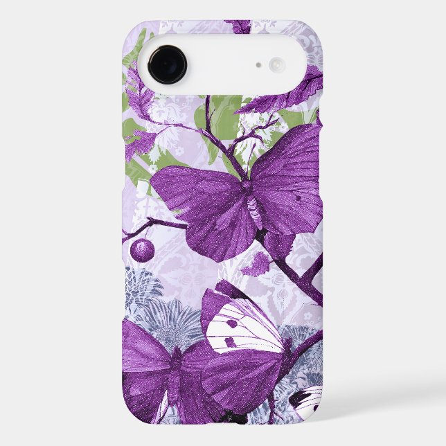 Purple Butterflies on a Branch Case-Mate iPhone Case (Back)
