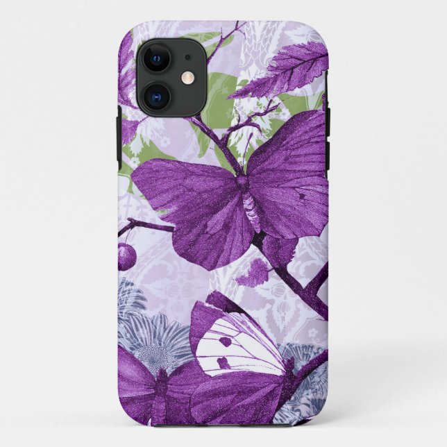 Purple Butterflies on a Branch Case-Mate iPhone Case (Back)