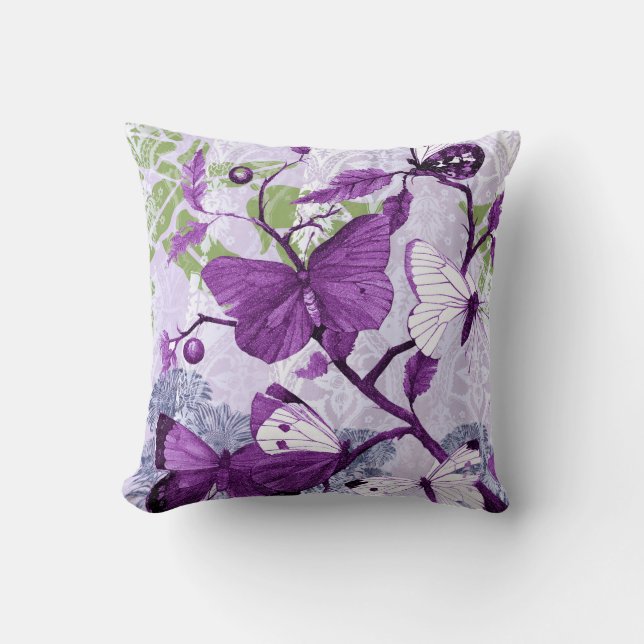 Purple Butterflies on a Branch Cushion (Front)