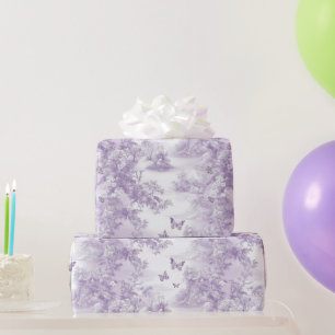 Purple Butterflies On Purple Background Wedding Wrapping Paper