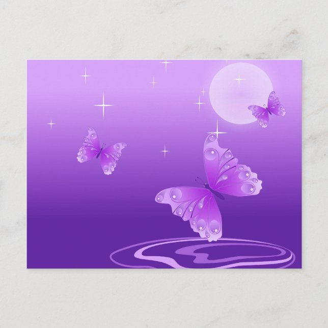 Purple Butterflies Postcard (Front)