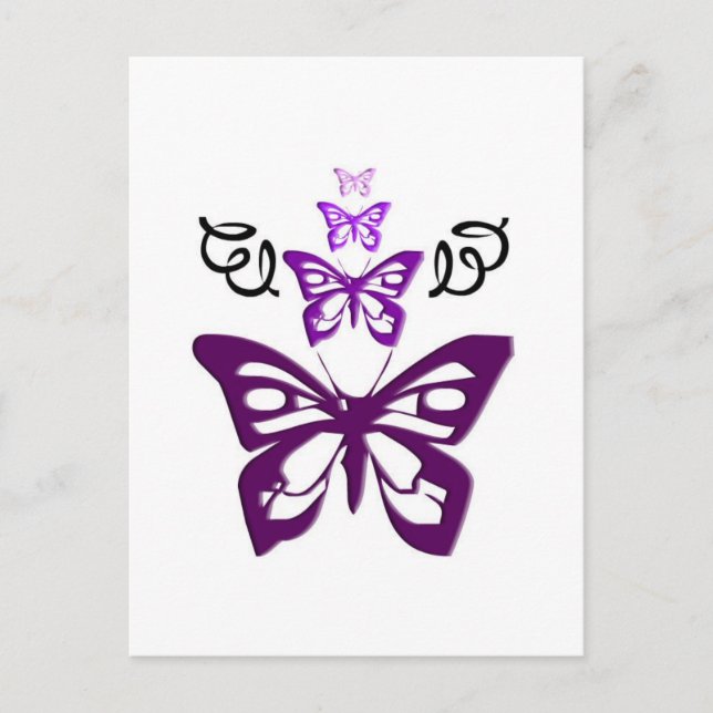 Purple Butterflies Postcard (Front)