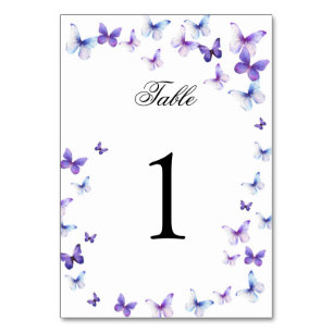 Purple Butterflies Quinceanera Table Number