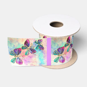 Purple Butterflies Ribbon Satin Ribbon