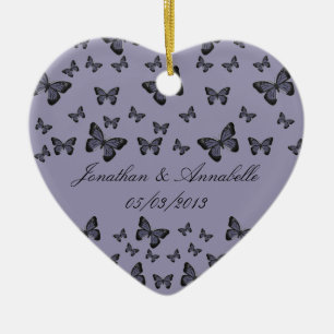 Purple Butterflies Save The Date Ceramic Tree Decoration