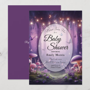 Purple Butterflies Starlit Skies Baby Shower Invitation