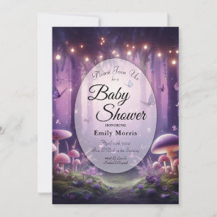 Purple Butterflies Starlit Skies Baby Shower Invitation