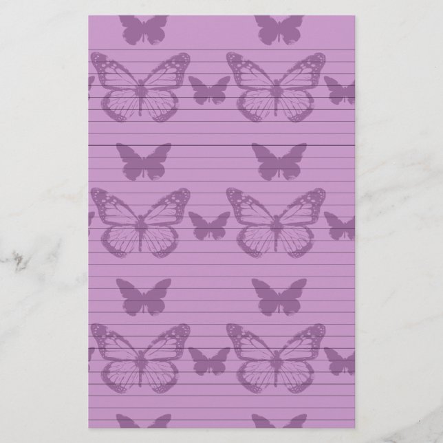 Purple Butterflies Stationery (Front)