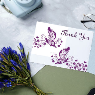 Purple butterflies thank you card