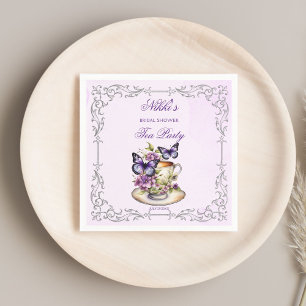 Purple butterflies Victorian bridal tea party Napkin