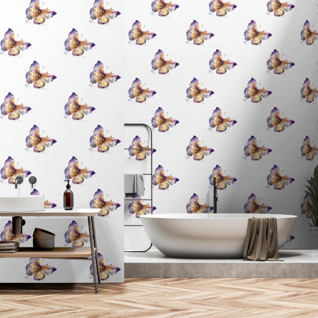 Purple Butterflies Wallpaper (Bathroom)