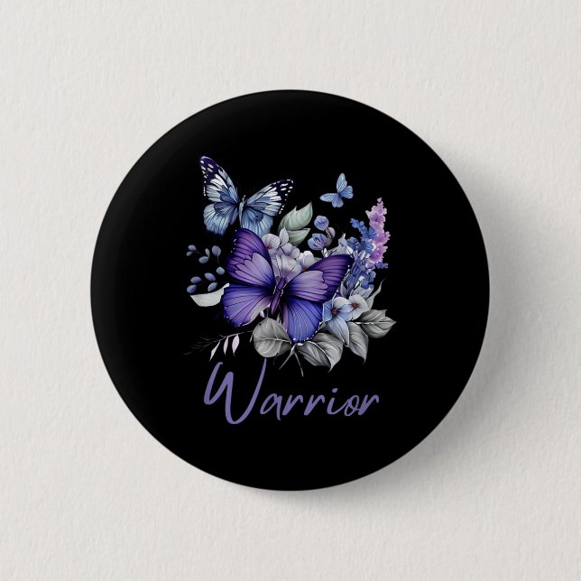 Purple Butterflies Warrior Suicide Prevention Awar 6 Cm Round Badge (Front)