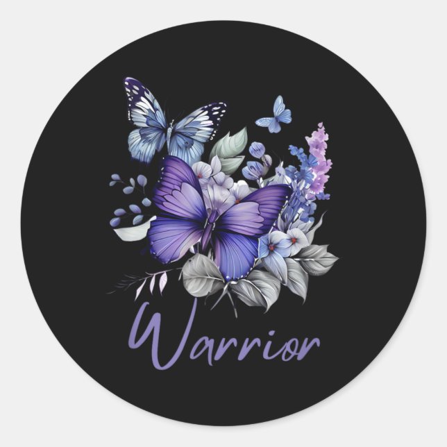 Purple Butterflies Warrior Suicide Prevention Awar Classic Round Sticker (Front)