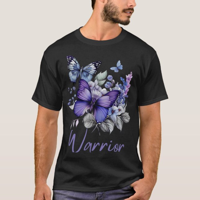 Purple Butterflies Warrior Suicide Prevention Awar T-Shirt (Front)