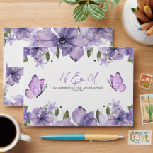Purple Butterflies Watercolor Wildflower 