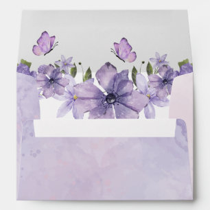 Purple Butterflies Watercolor Wildflower Envelope