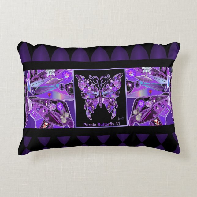 Purple Butterfly 31 Accent Pillow (Front)