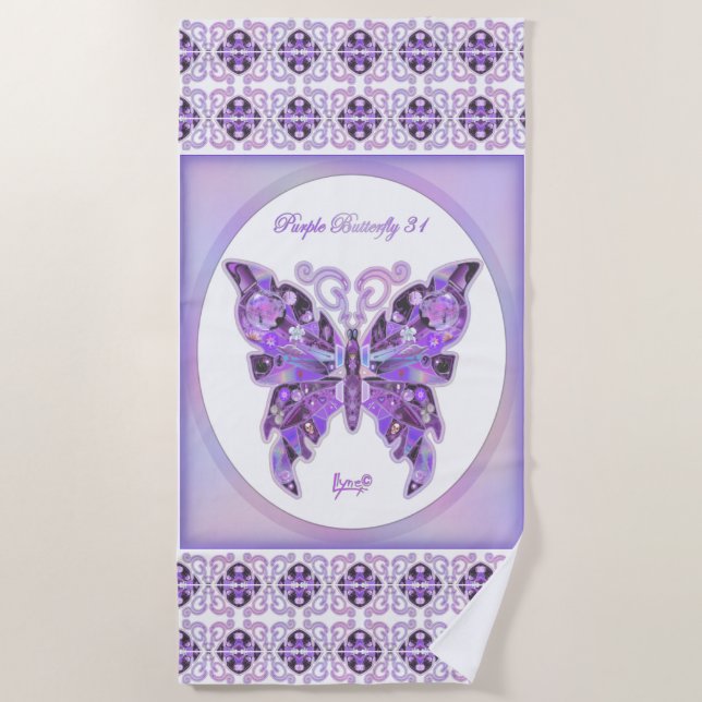 Purple Butterfly 31 Beach Towel (Front)