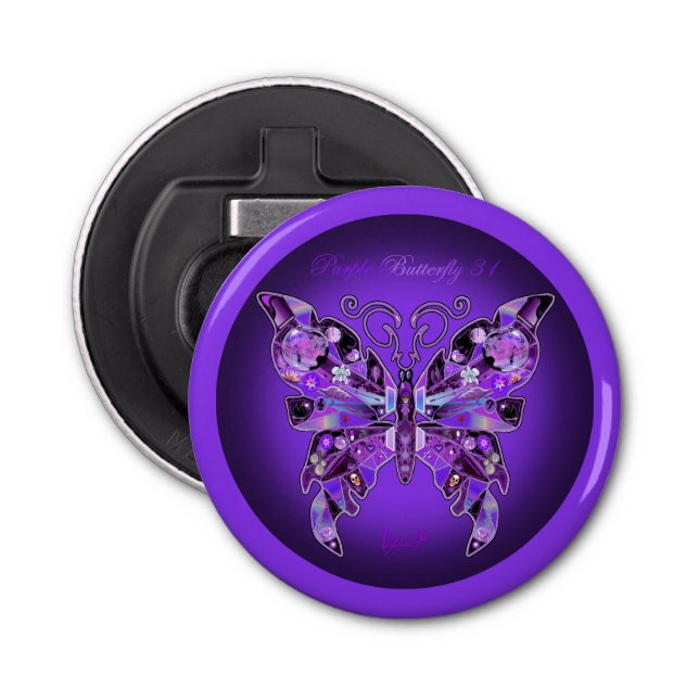Purple Butterfly 31 Bottle Opener (Front)