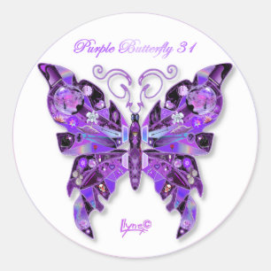 Purple Butterfly 31 Classic Round Sticker