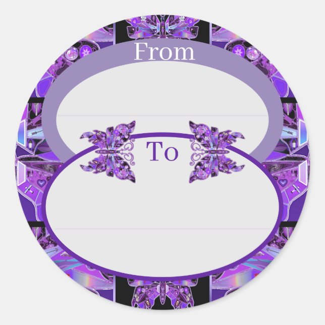 Purple Butterfly 31 classic round sticker (Front)
